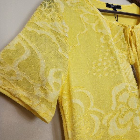 NEW Cativa Vibrant Yellow Tiered Dress Lace Floral Size Small Romantic Babydoll - Picture 8 of 16